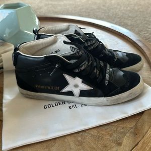 Golden Goose GGDB Mid black and white star Classic Sneaker Size 38 with box